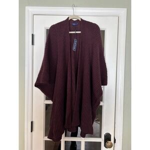 ELIETIAN Women's Cape Shawl Maroon Function Wrap OSFM NWT